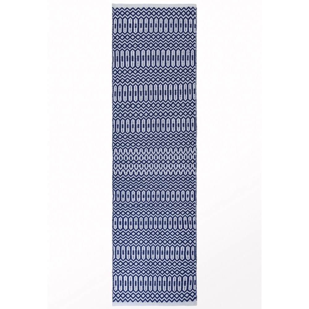 Halsey Geometric Outdoor Runner Rugs in Blue